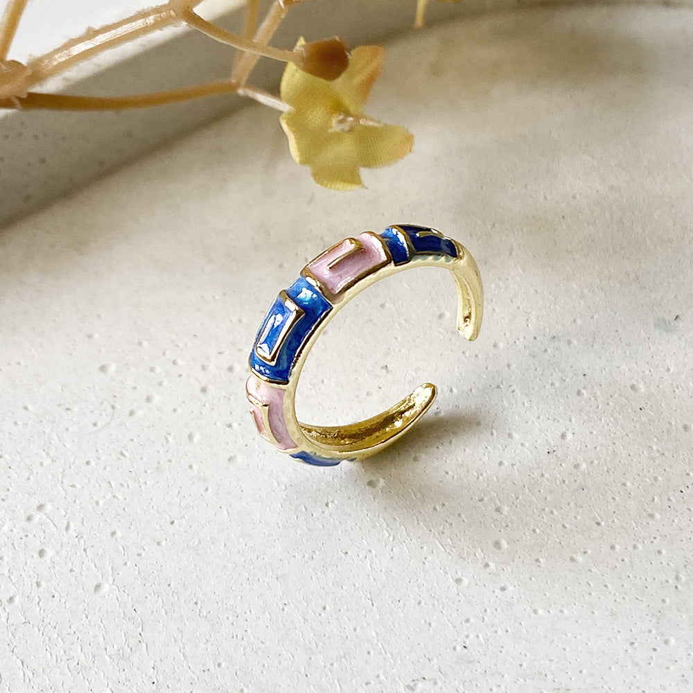 Neel Gulabi Meenakari Ring