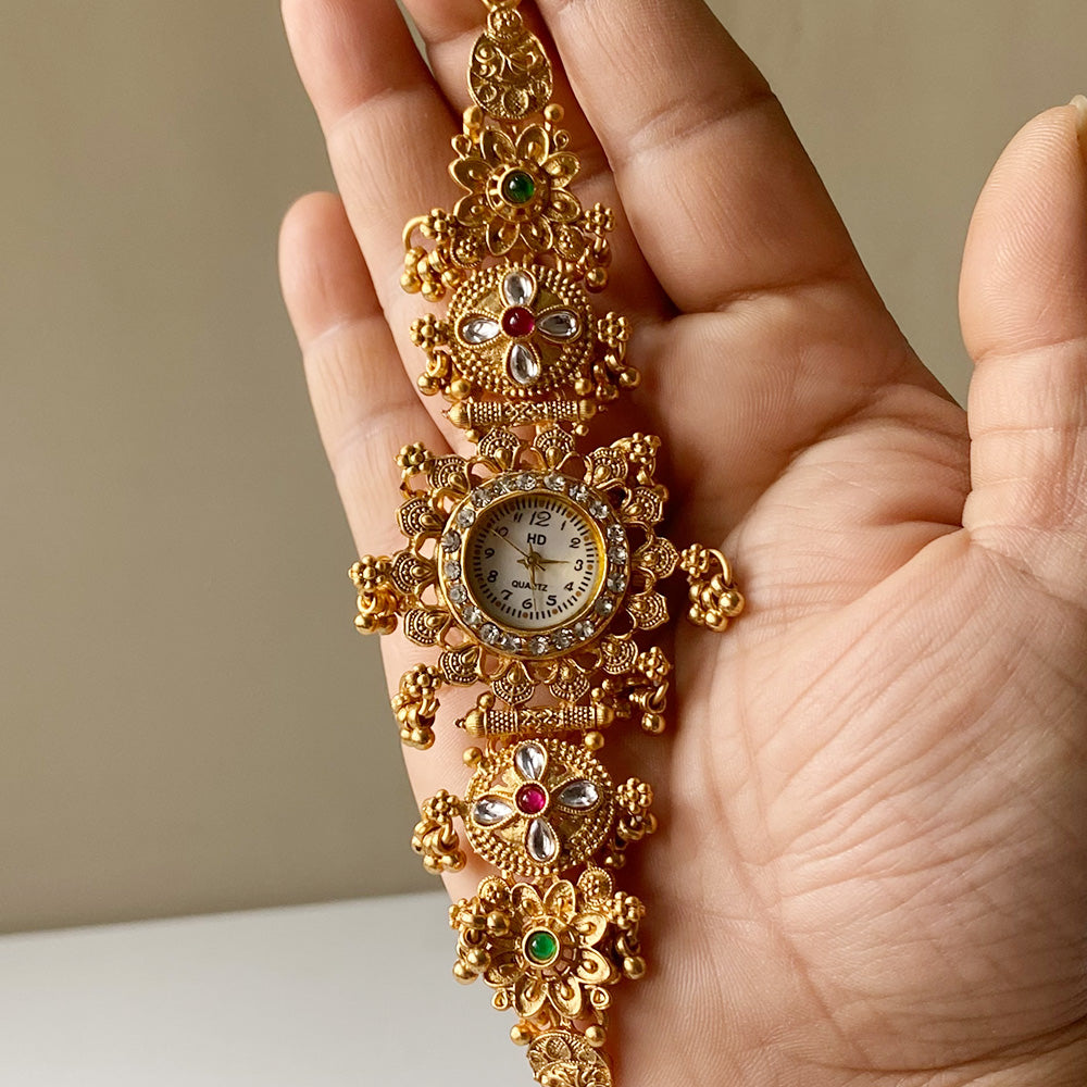 Gulbahar Kundan Kashmiri Heritage Watch  – Jewellery Style Bracelet Watch