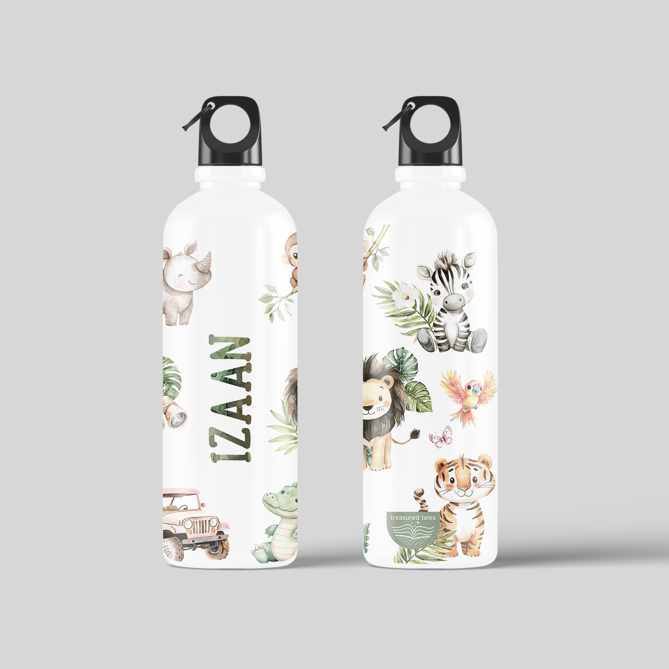 Personalised Kids Safari OnLoop Water Bottle 750 ml