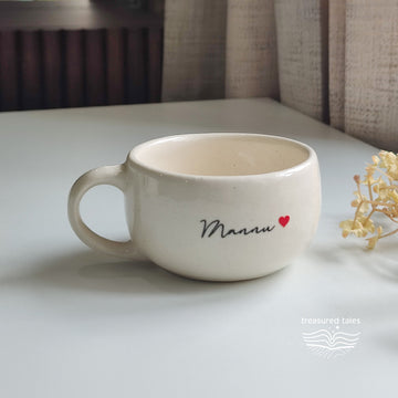 Personalised Off-White Cappuccino Cup with Heart