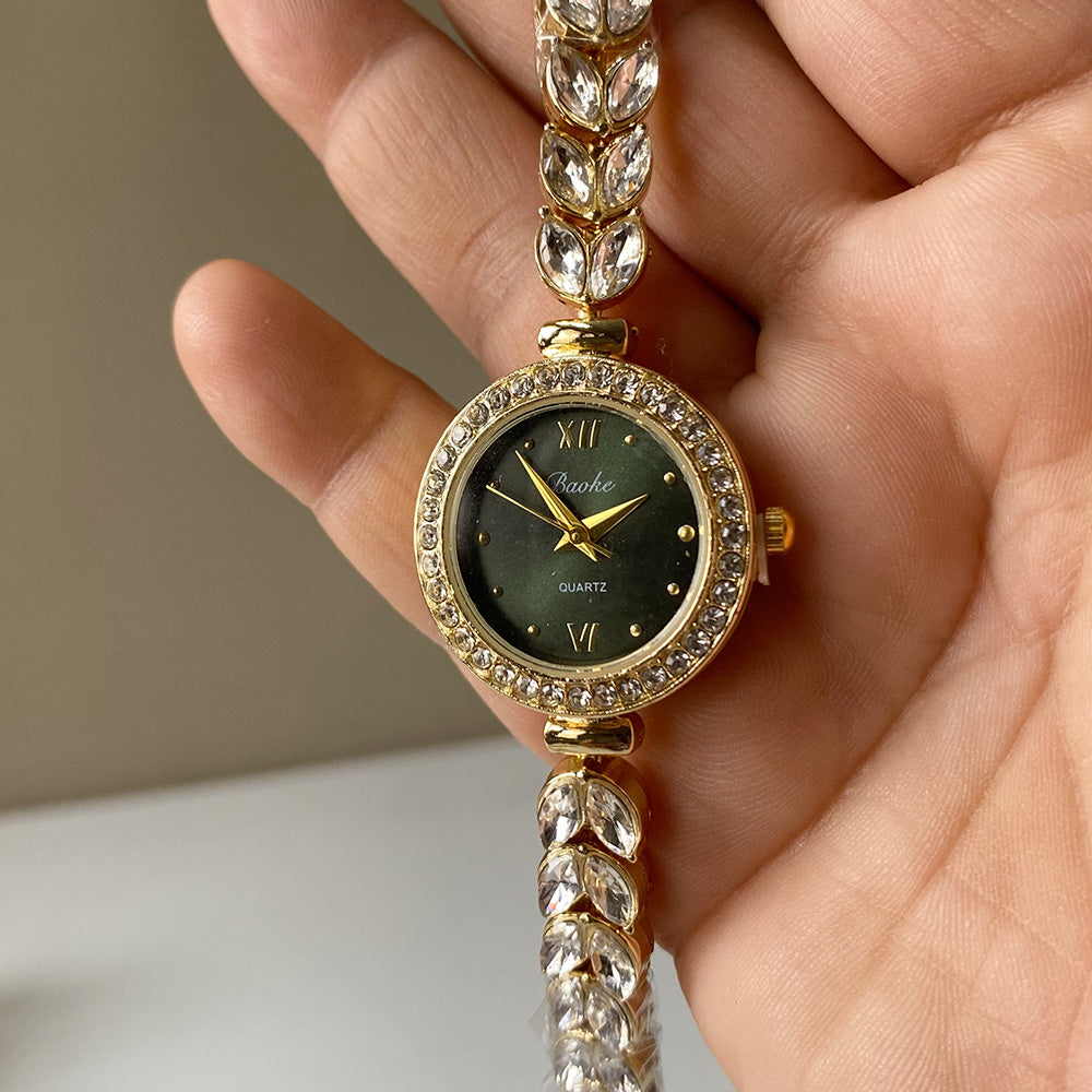 Amara Green Dial Crystal Watch