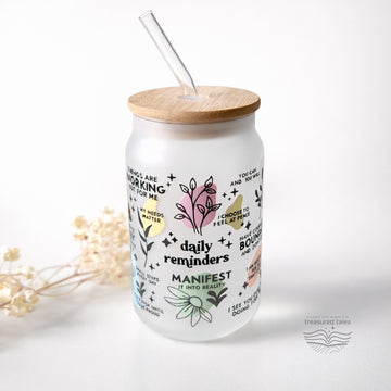 Colourful Daily Reminders Glass Tumbler - Frosted 540ml