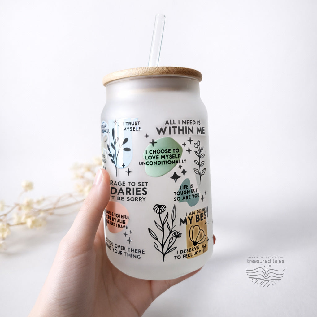 Colourful Daily Reminders Glass Tumbler - Frosted 540ml