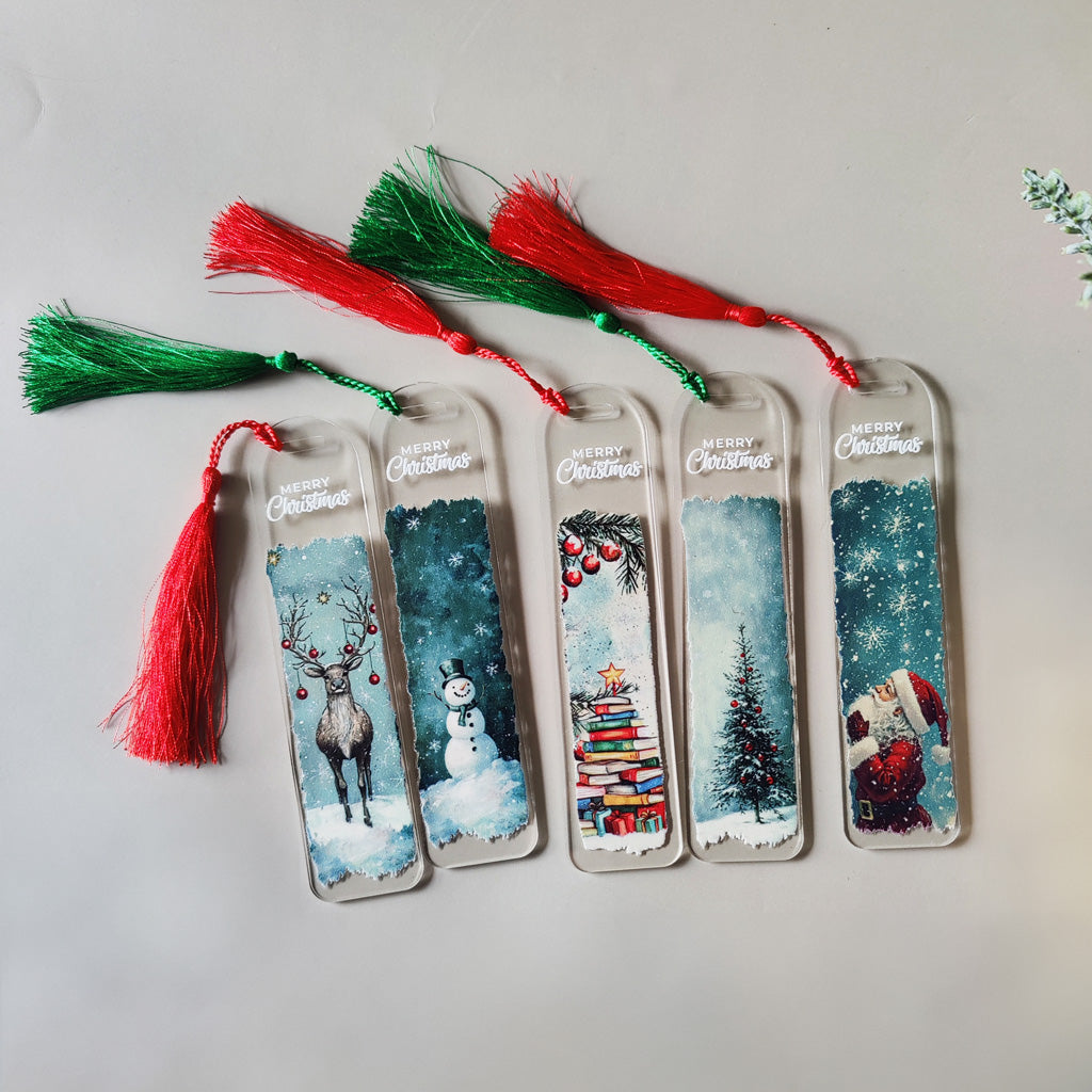 Set of 5 Christmas Acrylic Bookmarks