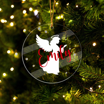 Acrylic Angel Christmas Tree Ornament with Personalised Name
