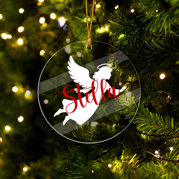 Acrylic Angel Christmas Tree Ornament with Personalised Name