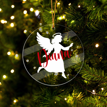 Acrylic Angel Christmas Tree Ornament with Personalised Name