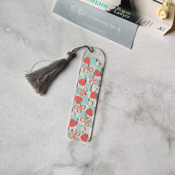 Strawberry with Daisy Flower Acrylic Bookmark
