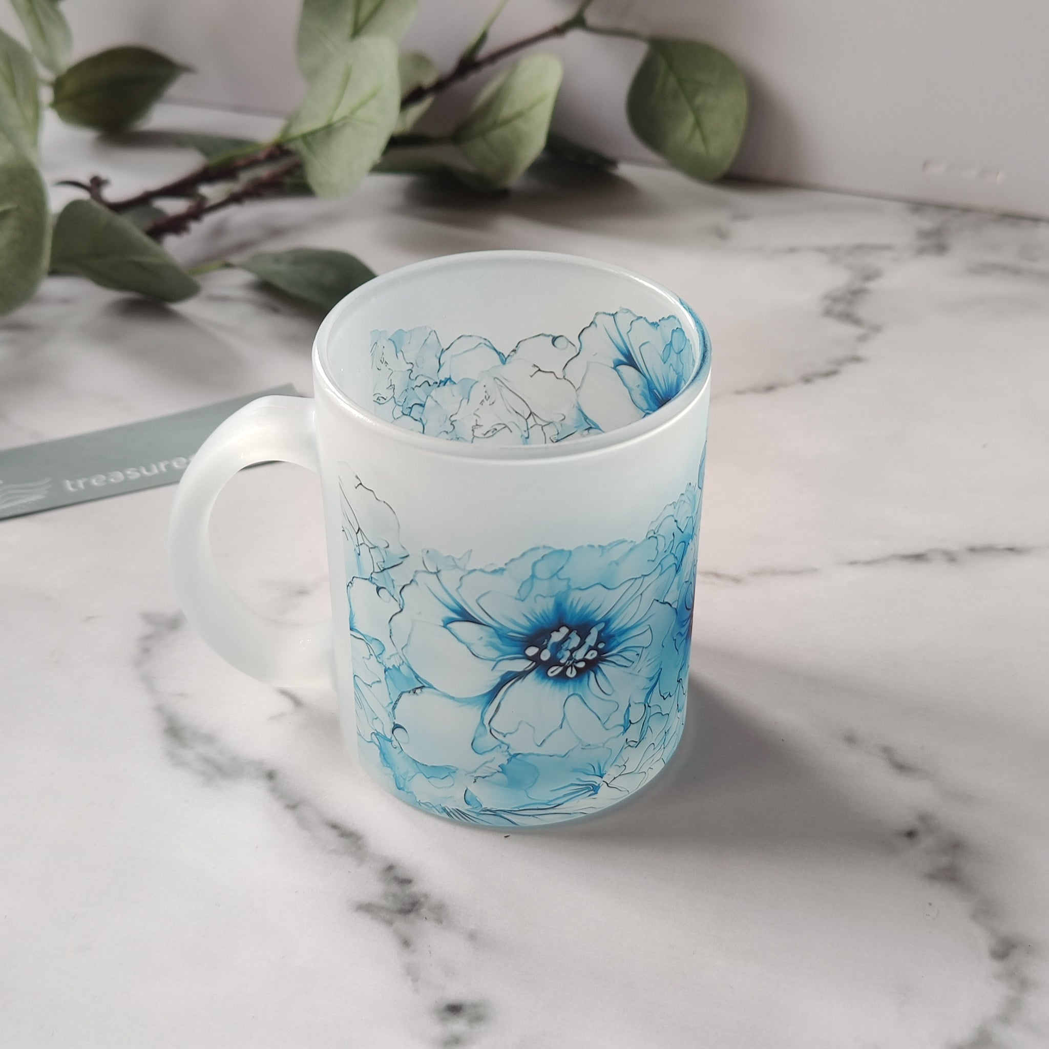 Floral Frosted Glass Mug