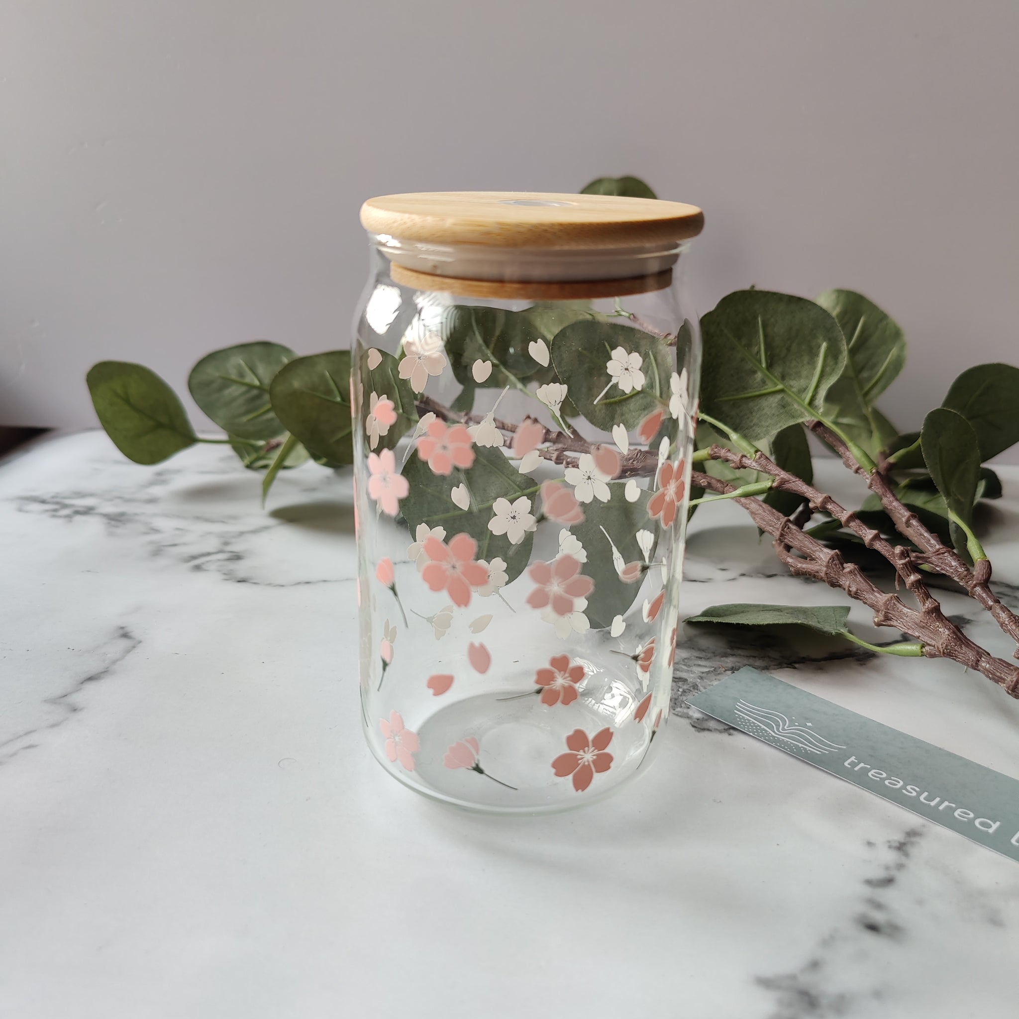 Sakura Flowers Glass Tumbler - Clear 540ml