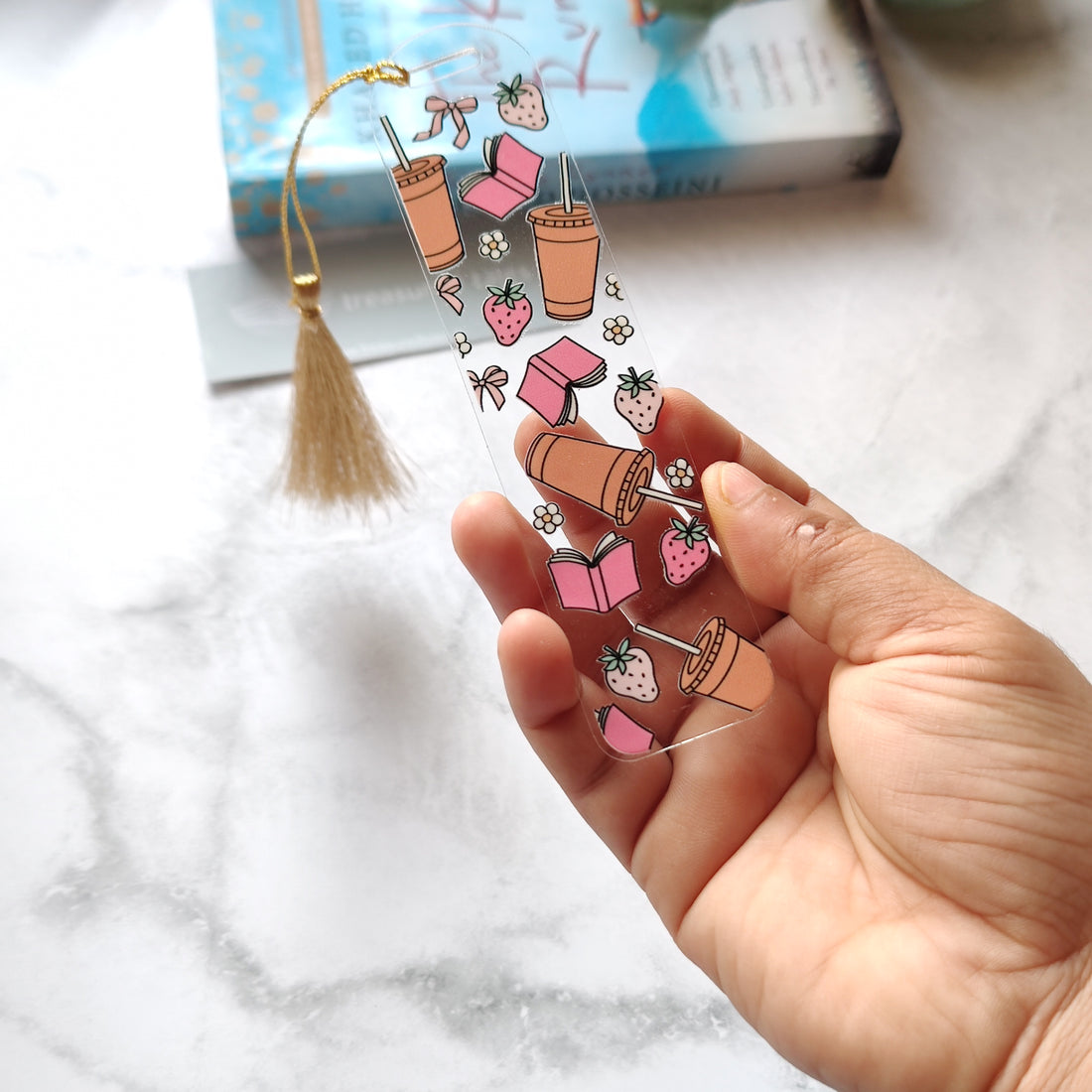 Strawberry with Coffee Acrylic Bookmark