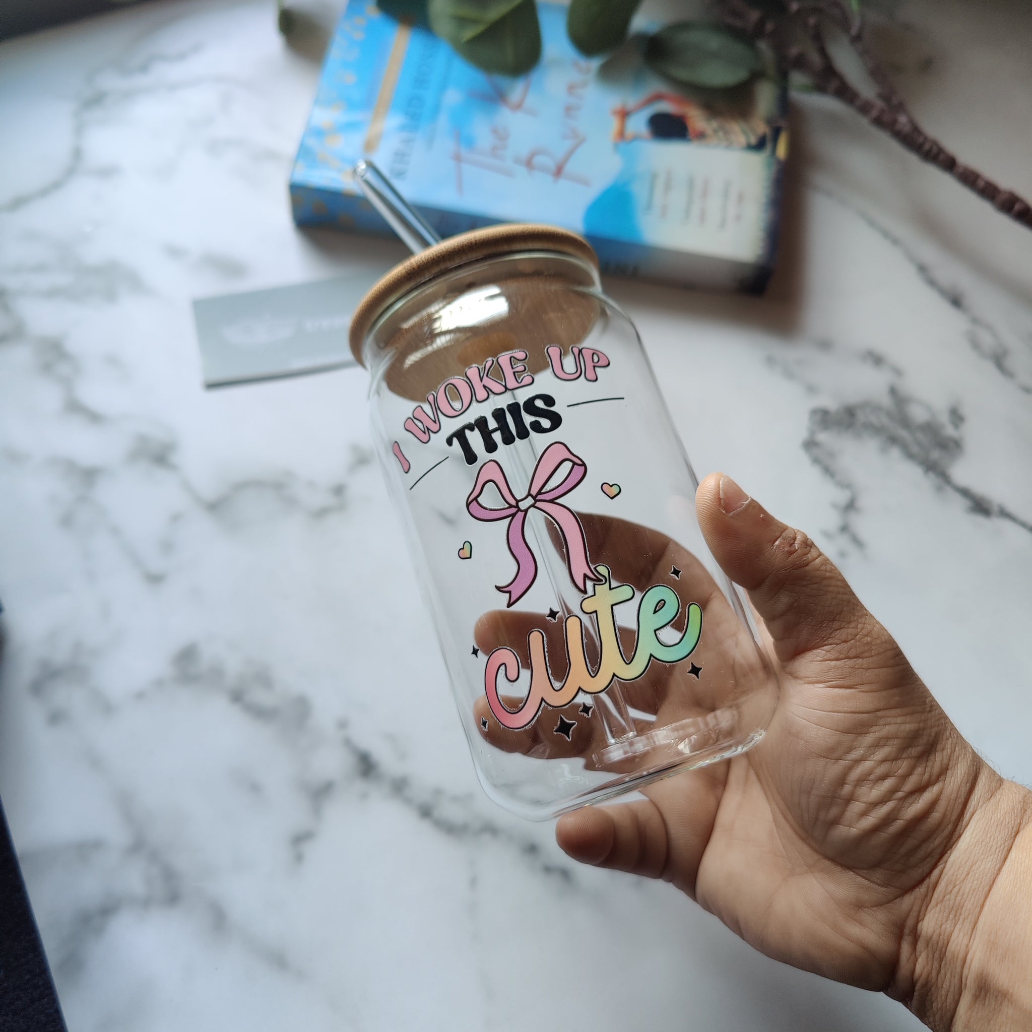 I Woke Up This Cute Glass Tumbler - Clear 540 ml