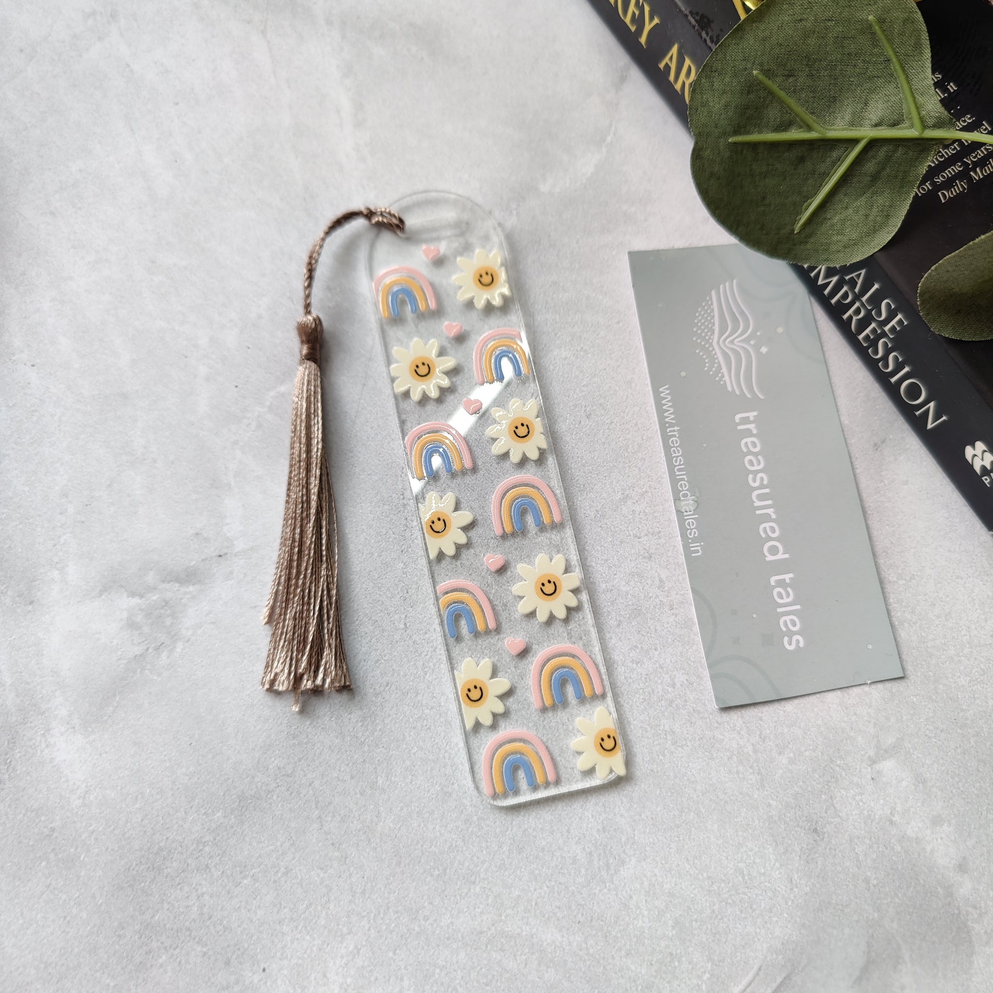 Rainbow with Daisy Flower Acrylic Bookmark