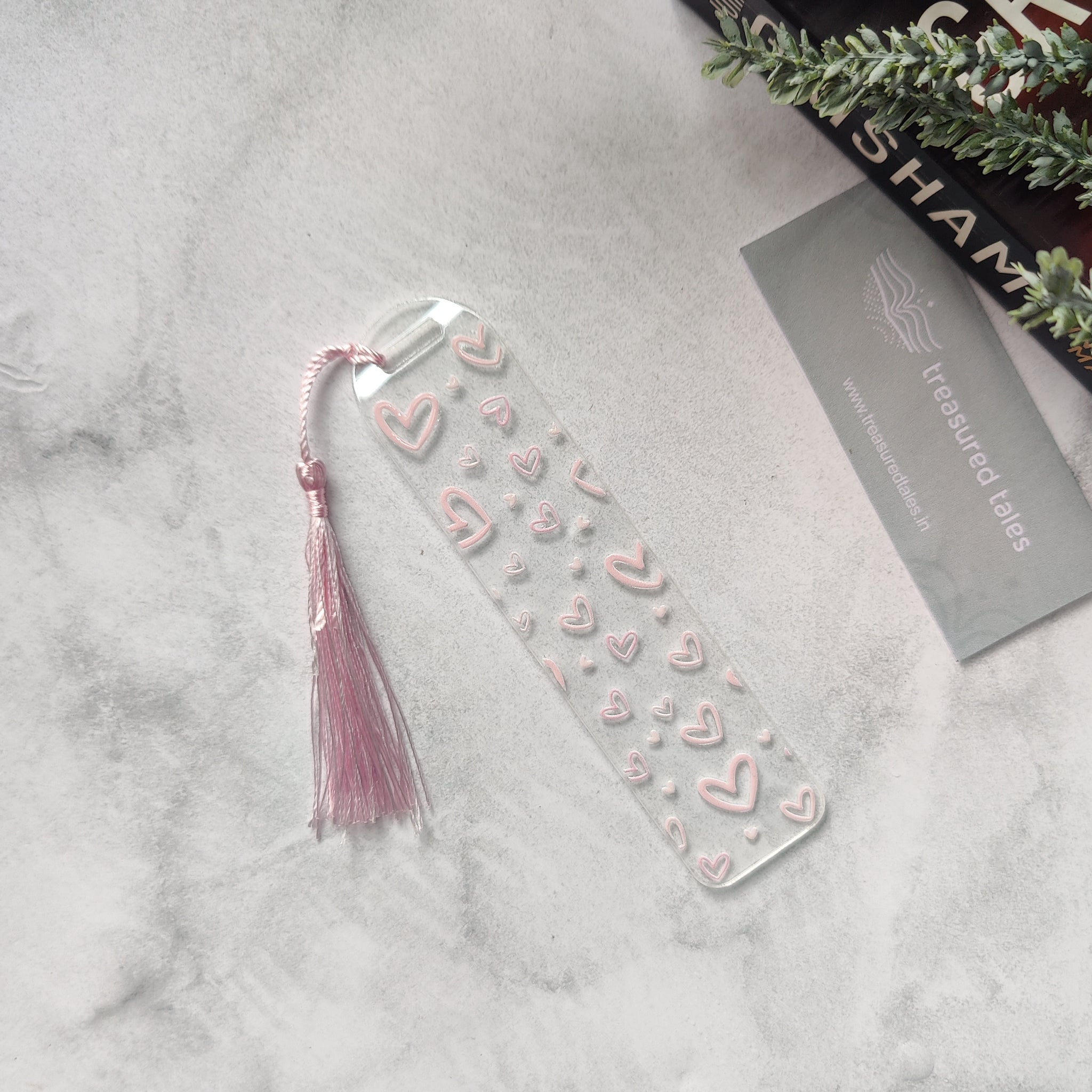 Pink Heart Acrylic Bookmark