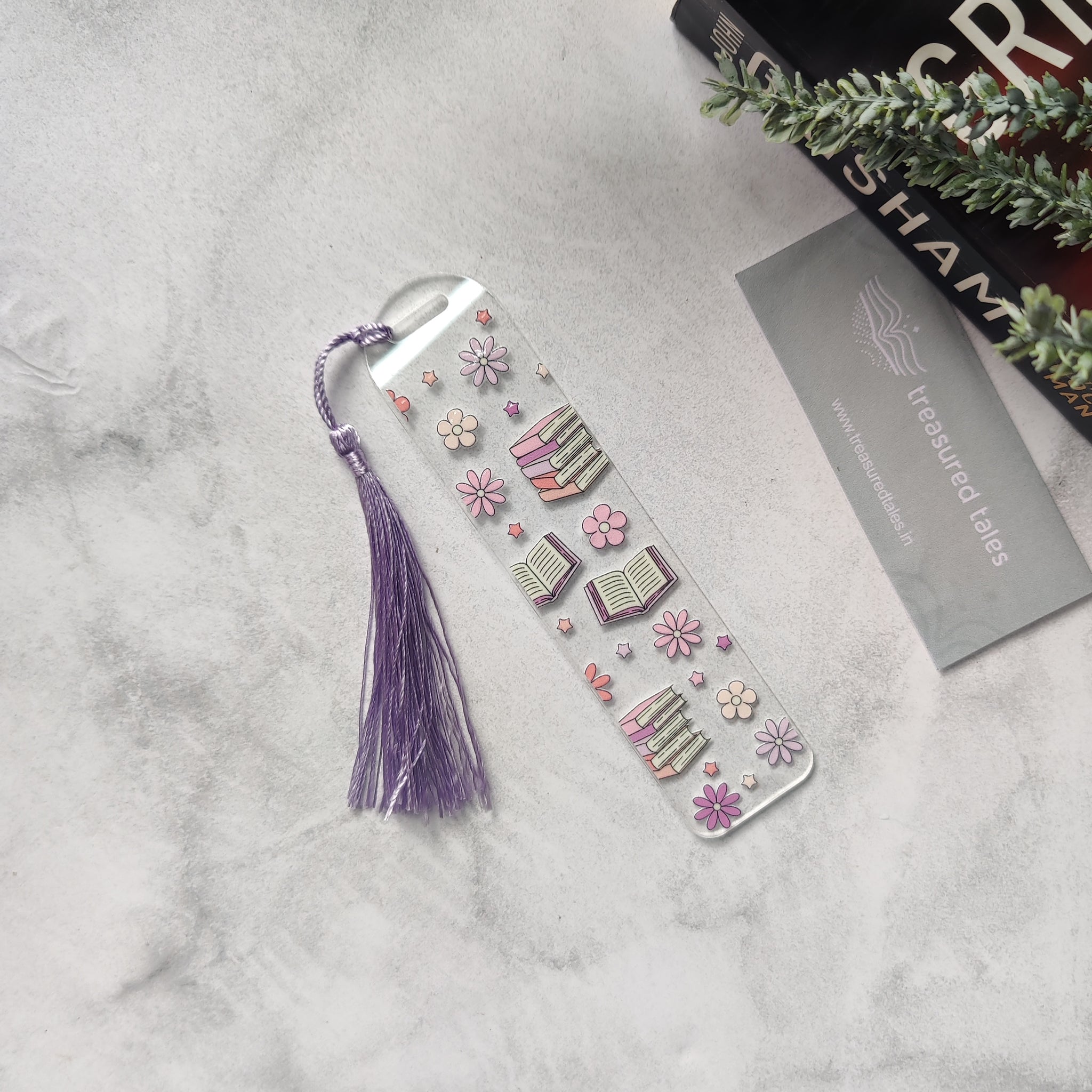 Purple Books Acrylic Bookmark
