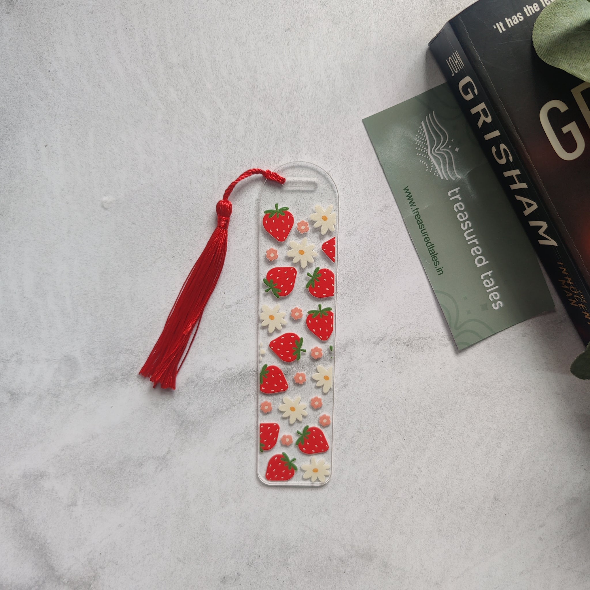 Strawberry with Daisy Acrylic Bookmark