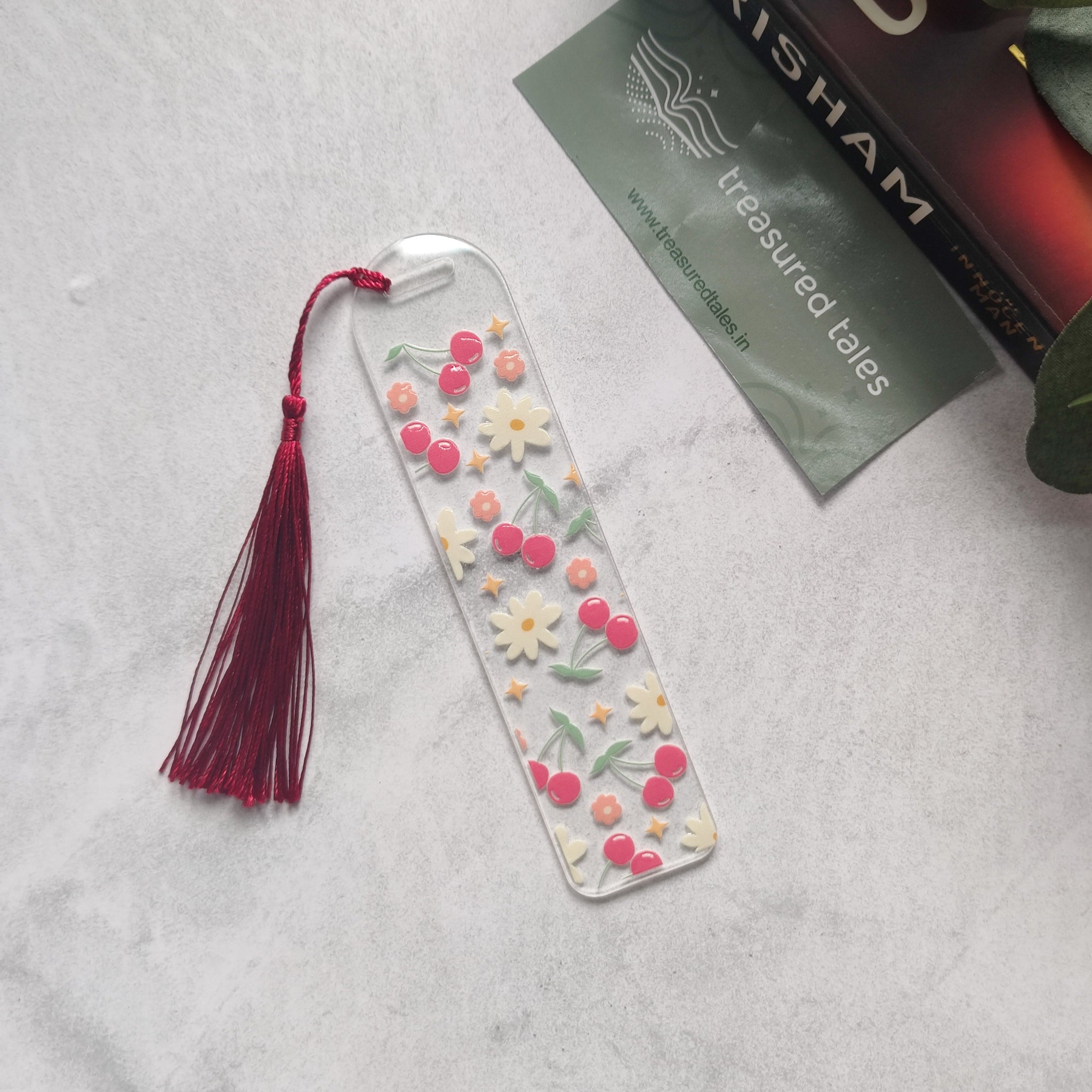 Cherry with Daisy Acrylic Bookmark