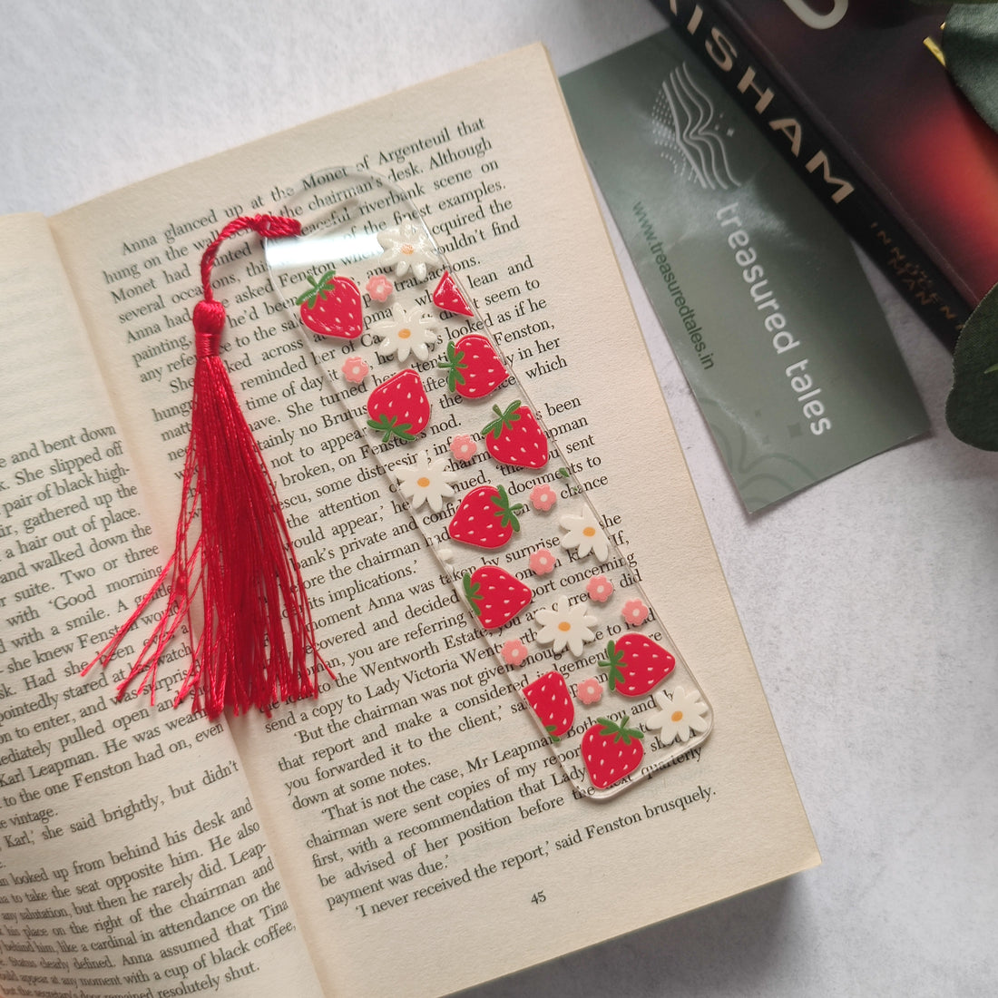 Strawberry with Daisy Acrylic Bookmark