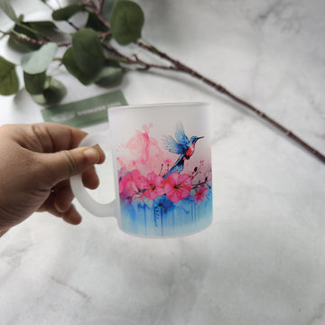 Hummingbird Frosted Glass Mug
