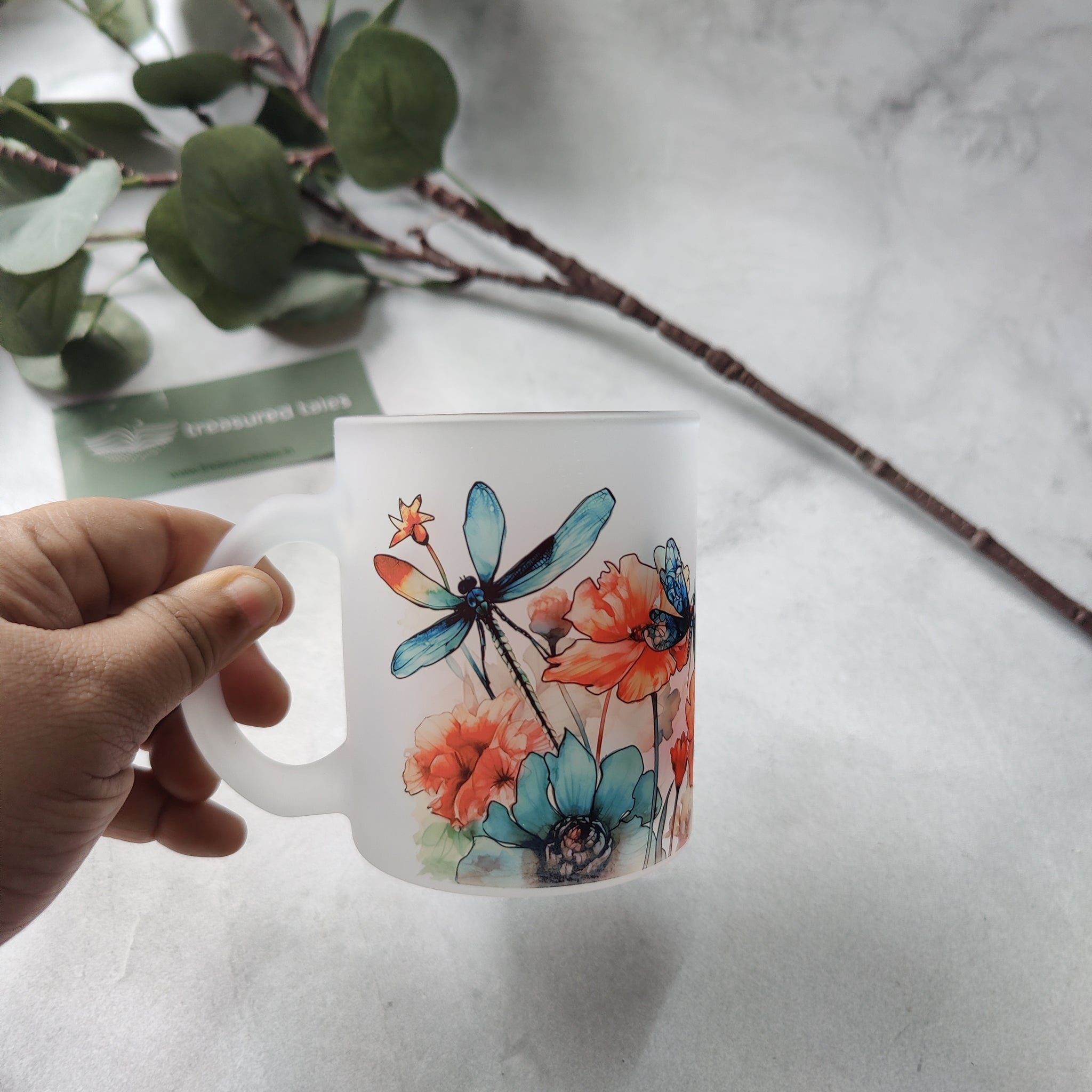 Dragonfly  Frosted Glass Mug