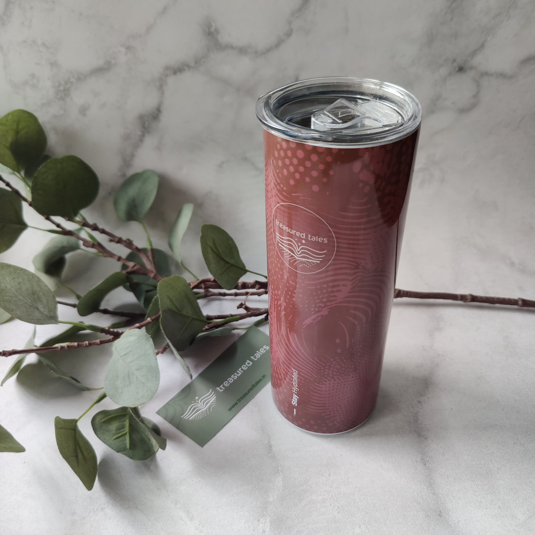 Maroon Abstract Pattern Tumbler - 600ml