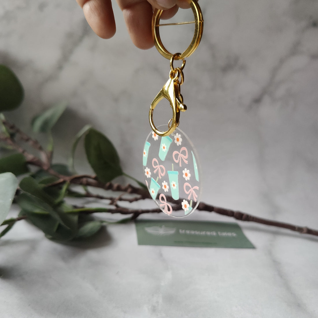 Bow with Coffee Acrylic Keychain