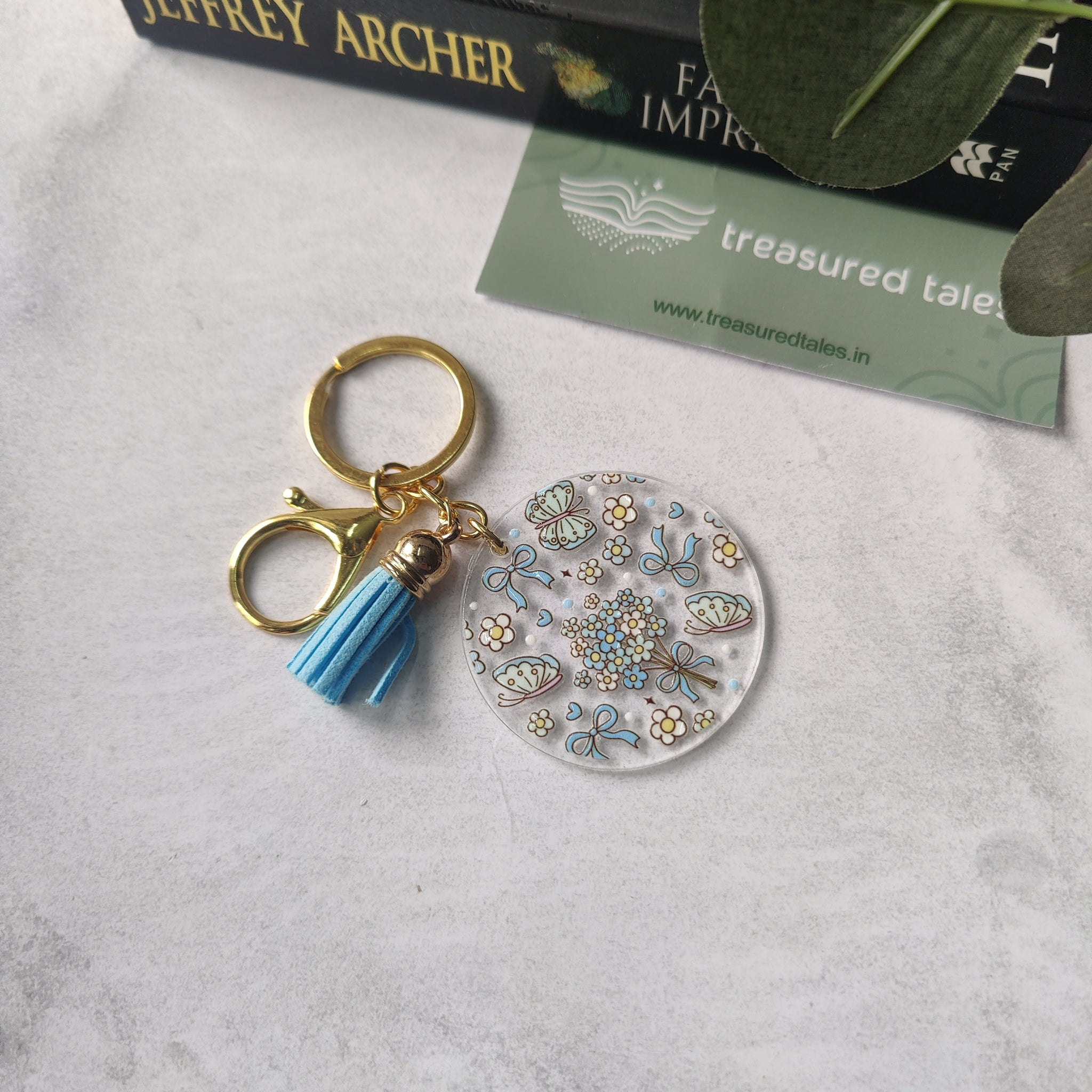 Blue Wild Flowers Acrylic Keychain