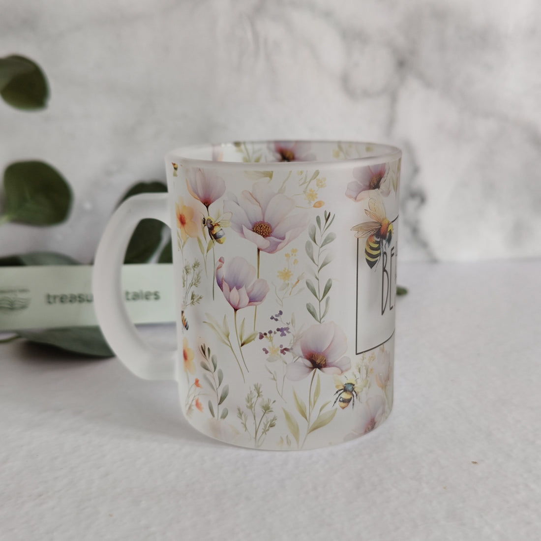 Bee Frosted Glass Mug