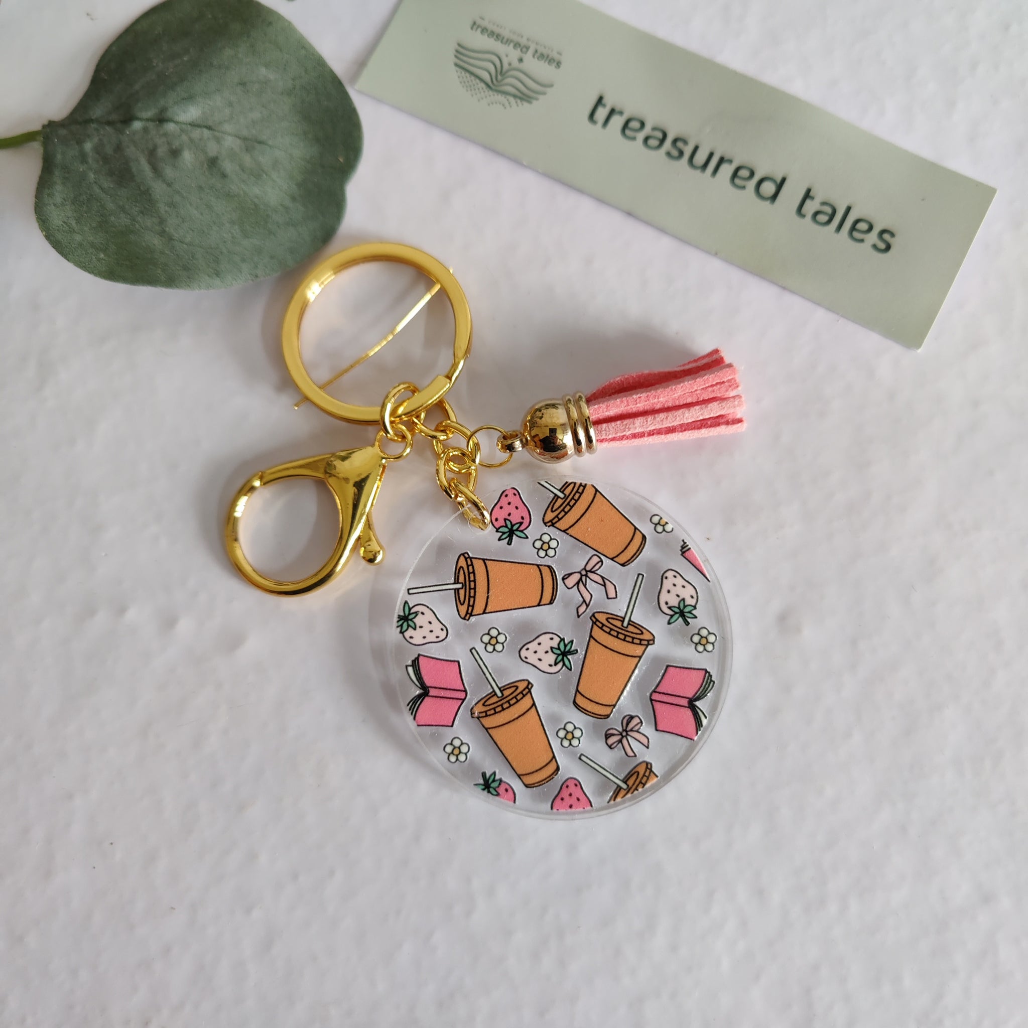 Strawberry with Coffee Acrylic Keychain