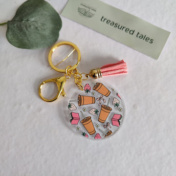 Strawberry with Coffee Acrylic Keychain