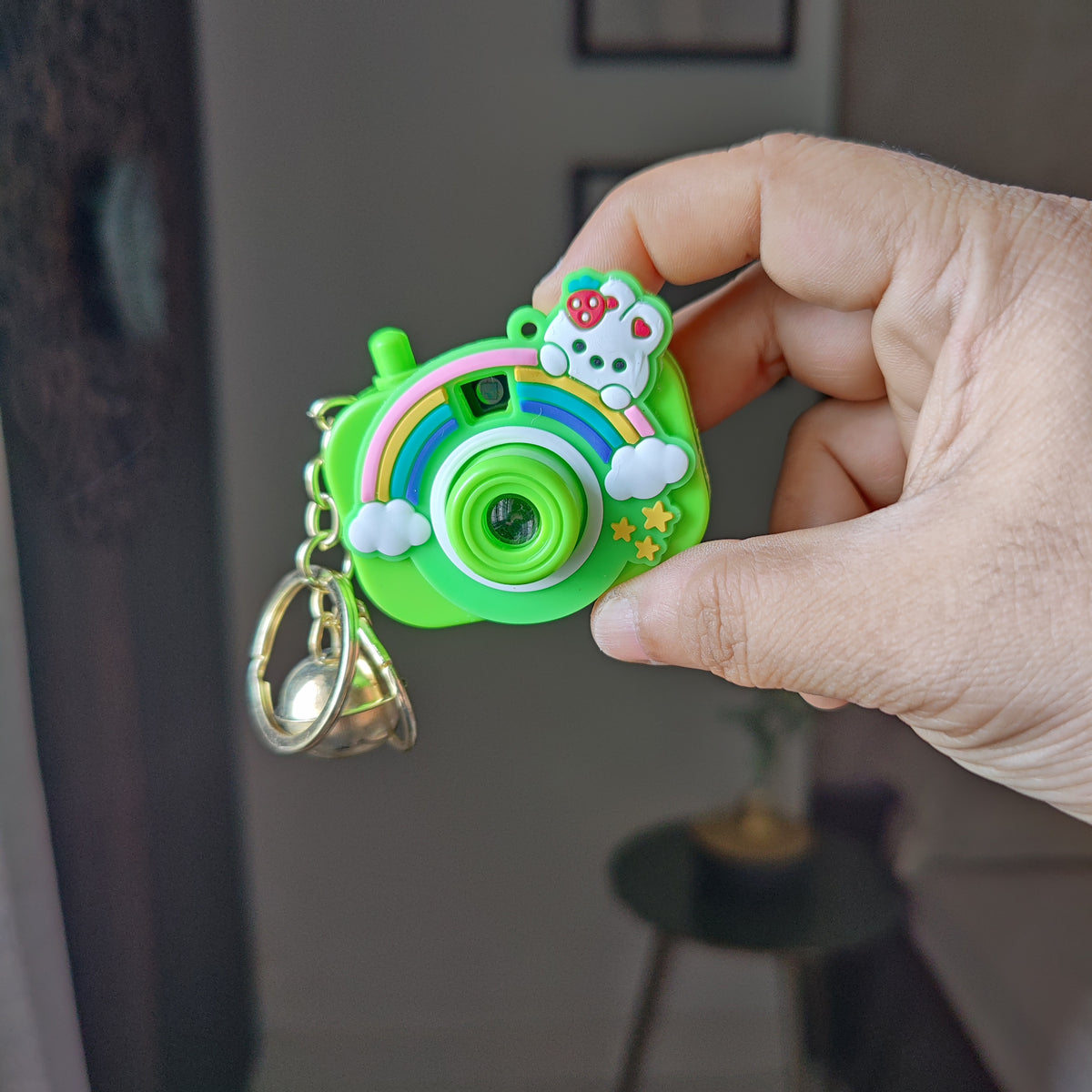 Translucent Keychain Camera Green Rabbit Cute Camera Keychain with Picture Projector