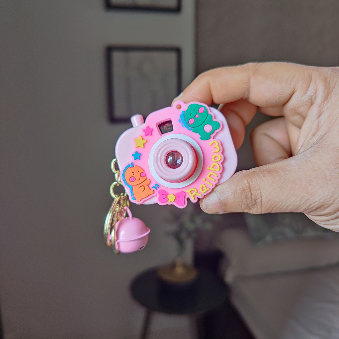 Pink Rainbow Cute Camera Keychain with Picture Projector