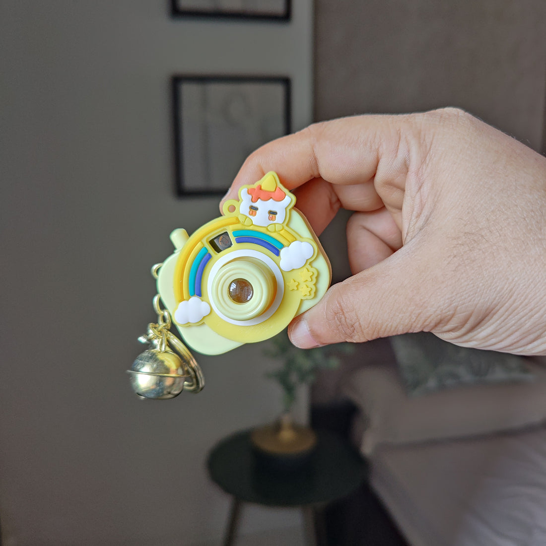 Yellow Rainbow Cute Camera Keychain with Picture Projector