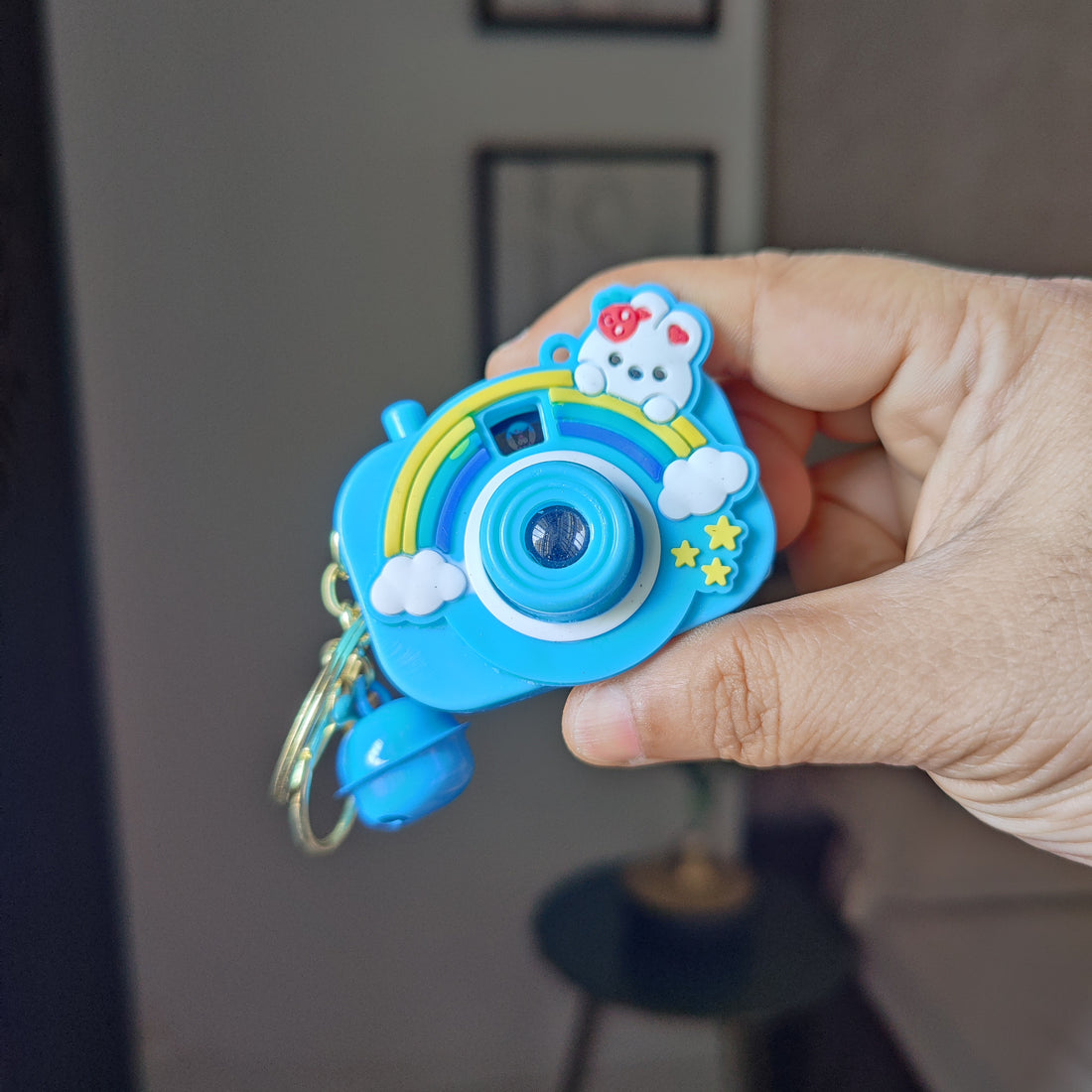 Blue Rabbit Cute Camera Keychain with Picture Projector