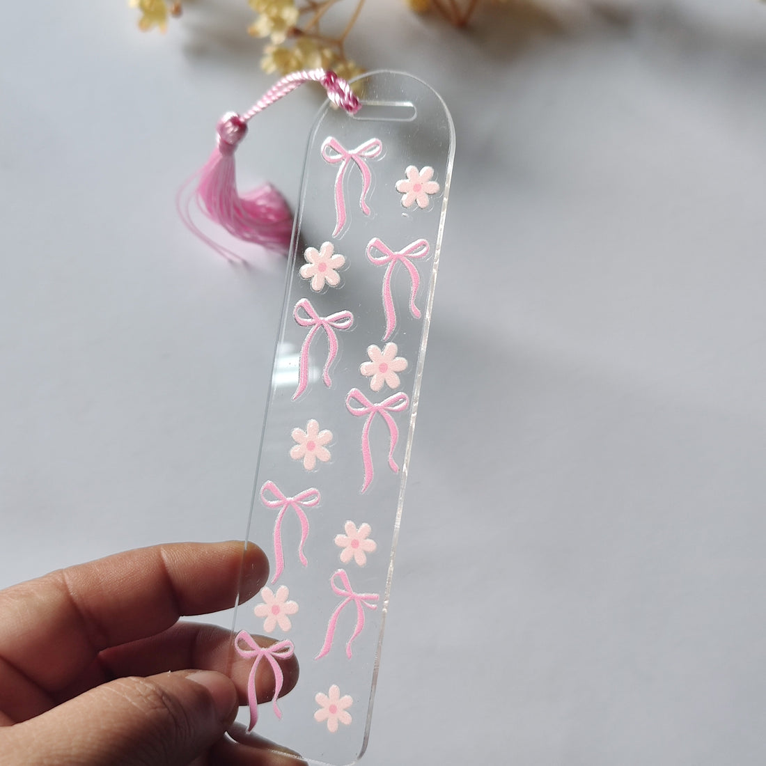 Pink Bow with Daisy Acrylic Bookmark