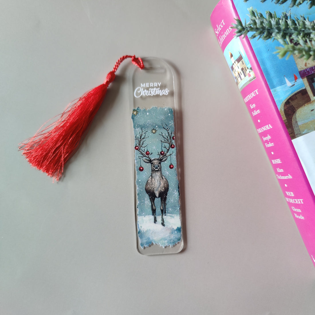 Reindeer Christmas Acrylic Bookmark