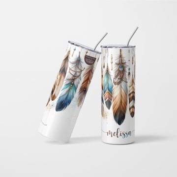 Personalised Boho Feather Tumbler - 600ml